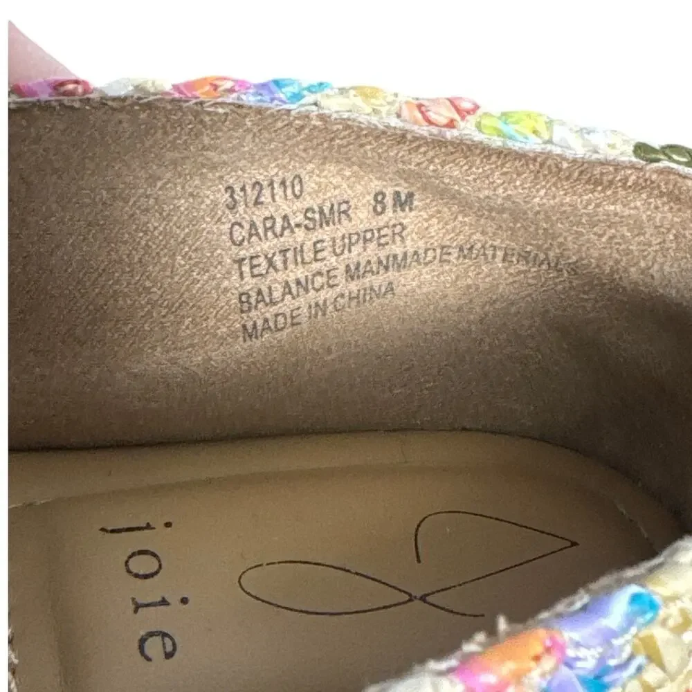 New Joie Cara Multicolored Striped Raffia Slip On Espadrilles Size 8M‎